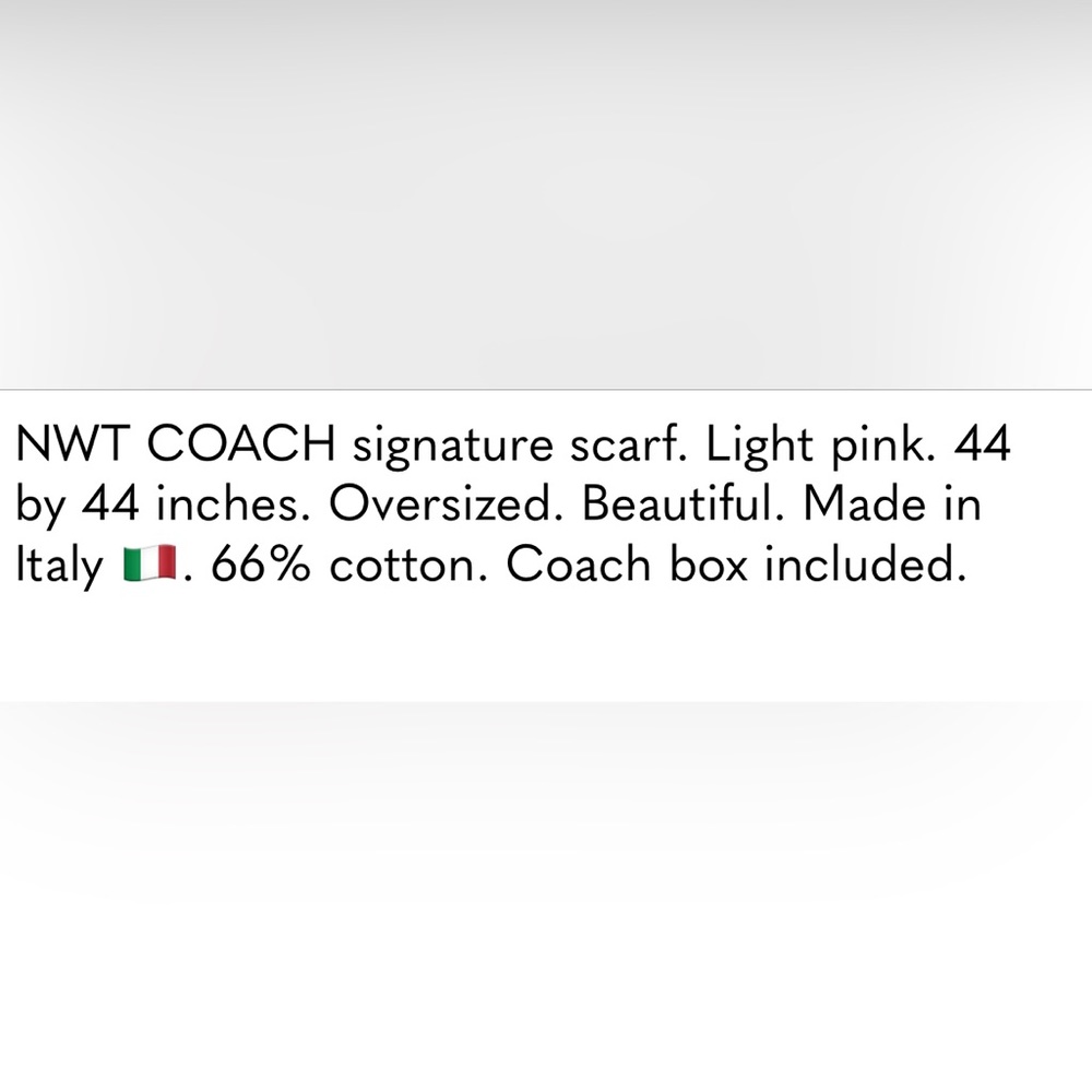 NWT $178 Coach signature scarf. 44 by 44 inches. Pink. - Picture 6 of 6